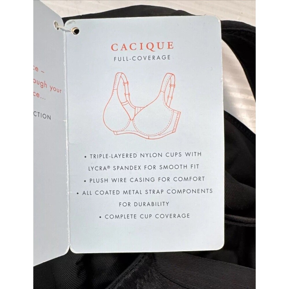 Cacique Sensual Women's Full Coverage Underwired Balconette Bra Black Sz 46DDD - Picture 10 of 12